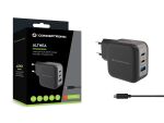 Conceptronic 3-Port 67W GaN USB-PD-Ladegerät mit USB-C-Ladekabel, USB-C x 2, USB-A x 1, QC 3.0, PPS