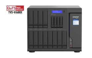 QNAP TVS-h1688X NAS Tower Intel® Xeon® W-1250 32 GB DDR4 0 TB QuTS hero Schwarz