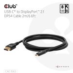 CLUB3D CAC-1563 USB-C® to DisplayPort™ 2.1 DP54 Bi-Directional Cable 8K120Hz 2m / 6.6ft