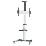 Manhattan Universal Multimedia TV-Ständer auf Rollen, Für Bildschirme von 37" bis 70"* und bis zu 50 kg, -12 ~ 5Â° neigbar, 90Â° schwenkbar, Kamerahalterung und AV-Fachboden abnehmbar, schwarz/silber