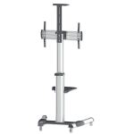 Manhattan Universal Multimedia TV-Ständer auf Rollen, Für Bildschirme von 37" bis 70"* und bis zu 50 kg, -12 ~ 5Â° neigbar, 90Â° schwenkbar, Kamerahalterung und AV-Fachboden abnehmbar, schwarz/silber