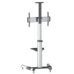 Manhattan Universal Multimedia TV-Ständer auf Rollen, Für Bildschirme von 37" bis 70"* und bis zu 50 kg, -12 ~ 5Â° neigbar, 90Â° schwenkbar, Kamerahalterung und AV-Fachboden abnehmbar, schwarz/silber