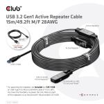 CLUB3D CAC-1406 USB Kabel USB 3.2 Gen 1 (3.1 Gen 1) 15 m USB A 5 Gbit/s Schwarz