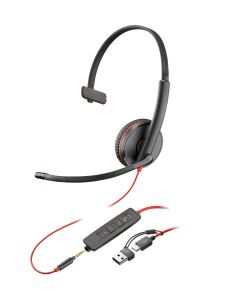 HP Poly Blackwire 3215 Monoaurales USB-C-Headset + 3,5-mm-Stecker + USB-C/A-Adapter