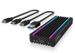 ICY BOX IB-1824ML-C31, Type-C® USB 3.2 Gen 2 zu PCIe NVMe M.2 2230/2242/2260/2280 SSD Gehäuse, Beleuchtung mit Farbwechsel