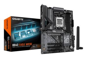 GIGABYTE B840 EAGLE WIFI6E Mainboard - AMD Ryzen 9000 Prozessoren, 8+2+2 Phasen VRM, bis zu 8200MHz DDR5(O.C), 2xPCIe 4.0 + 1xPCIe 3.0 M.2, Wi-Fi 6E, 2.5GbE LAN, USB 3.2 Gen 2