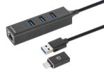 Manhattan 180894 Schnittstellen-Hub USB 3.2 Gen 1 (3.1 Gen 1) Type-A + Type-C 5000 Mbit/s Schwarz