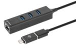 Manhattan 180894 Schnittstellen-Hub USB 3.2 Gen 1 (3.1 Gen 1) Type-A + Type-C 5000 Mbit/s Schwarz