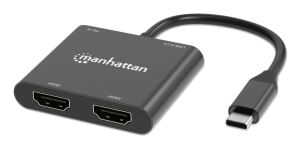 Manhattan 154321 Videokabel-Adapter 0,15 m USB Typ-C 2 x HDMI Schwarz