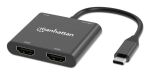 Manhattan 154321 Videokabel-Adapter 0,15 m USB Typ-C 2 x HDMI Schwarz