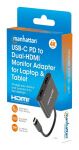 Manhattan 154321 Videokabel-Adapter 0,15 m USB Typ-C 2 x HDMI Schwarz