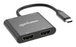 Manhattan 154321 Videokabel-Adapter 0,15 m USB Typ-C 2 x HDMI Schwarz