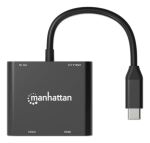 Manhattan 154321 Videokabel-Adapter 0,15 m USB Typ-C 2 x HDMI Schwarz