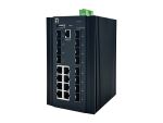 LevelOne 20-Port L2+ Managed Gigabit Industrie Switch, 8x 1GbE RJ45, 8x 1GbE SFP, 4x 1/2.5/10GbE SFP+, DIN-Schiene, -40°C bis 80°C