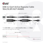 CLUB3D CAC-1405 USB Kabel USB 3.2 Gen 2 (3.1 Gen 2) 10 m USB A 5 Gbit/s Schwarz