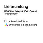 HP 62 Cyan/Magenta/Gelb Original Tintenpatrone