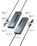 ICY BOX IB-HUB1743-CPD, 9-in-1 HUB, 7x HUB Port (3C+ 4A) mit 1x USB-C für Laden (PD 20W mit display) & 1x PD 100W (upstream to Host) USB 3.2 Gen2, 10 Gbit/s