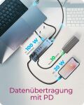 ICY BOX IB-HUB1743-CPD, 9-in-1 HUB, 7x HUB Port (3C+ 4A) mit 1x USB-C für Laden (PD 20W mit display) & 1x PD 100W (upstream to Host) USB 3.2 Gen2, 10 Gbit/s