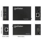 Manhattan 1080p HDMI over Ethernet Extender Kit, Verlängert mit 1080p@60Hz auf bis zu 50 m über ein Cat6-Netzwerkkabel, Infrarot-Unterstützung
