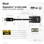 CLUB3D DisplayPort to VGA Cable M/M