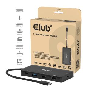 CLUB3D 9-1 Dual HDMI™ USB-C® Hub PD3.0 100W