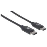 Manhattan USB 2.0 Typ C-Kabel, Typ C-Stecker auf Typ C-Stecker, 480 Mbit/s, 1 m, schwarz