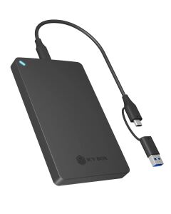 ICY BOX IB-201T-CU31, ext. 2.5" SATA Gehäuse, USB 3.2 Gen 2 bis zu 10 Gbit/s, Werkzeuglos, Kunststoff, schwarz