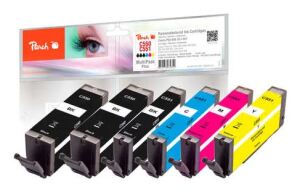 Peach PI100-328 Druckerpatrone 6 Stück(e) Kompatibel Standardertrag Schwarz, Blau, Pink, Gelb
