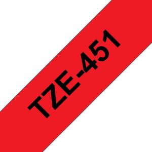 Brother TZE-451 Etiketten erstellendes Band Schwarz auf rot TZ