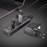 Lindy 43370 Schnittstellen-Hub USB 3.2 Gen 1 (3.1 Gen 1) Type-B 5000 Mbit/s Schwarz