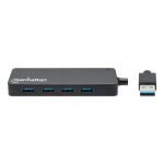 Manhattan 4-Port USB 3.2 Gen 1 Hub, USB-A-Stecker auf 4 x USB-A-Buchse, 5 Gbit/s Datenübertragungsraten, Stromversorgung über USB, schwarz