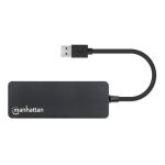Manhattan 4-Port USB 3.2 Gen 1 Hub, USB-A-Stecker auf 4 x USB-A-Buchse, 5 Gbit/s Datenübertragungsraten, Stromversorgung über USB, schwarz