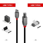 Lindy 36942 USB Kabel USB 2.0 2 m USB C USB B 0,48 Gbit/s Schwarz