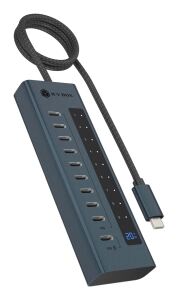 ICY BOX IB-HUB1450-C31, HUB mit 10x USB-C Ports, USB 3.2 Gen 2, 10 Gbit/s, mit 48W Netzteil, 1x PD 20W