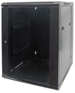 Intellinet 19" Wandverteiler mit Schwenkrahmen, 15 HE, 770 (H) x 600 (B) x 550 (T) mm, vollständig montiert, schwarz