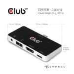 CLUB3D CSV-1591 laptop-dockingstation & portreplikator Andocken USB 3.2 Gen 1 (3.1 Gen 1) Type-C Schwarz, Chrom