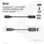 CLUB3D DisplayPort™1.4 auf HDMI™ 4K120Hz/8K60Hz HDR-Aktiv-Adapter St./B