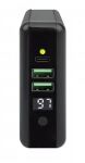Manhattan 4-in-1 Reiseladegerät und Powerbank 8.000 mAh, Ein kabelloses 5 W-Induktionsladepad, zwei 12 W USB-A-Ports, ein USB-C-Port mit 12 W-Eingang / 15 W-Ausgang, auswechselbare Stecker für EU, UK & US, schwarz