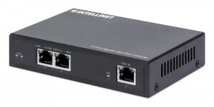 Intellinet 2-Port Gigabit Ultra PoE-Extender, Verlängert PoE-Reichweite um 100 m, PoE-Strombudget 60 W, zwei PSE-Ports mit jeweils 30 W Ausgangsleistung, IEEE 802.3bt/at/af-konform, Metallgehäuse