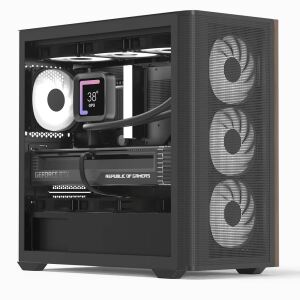 Aerocool D301A Mini Tower Schwarz, Holz