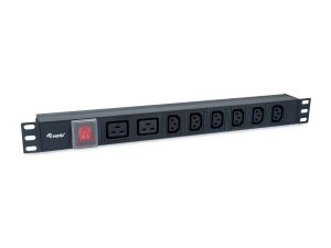 Equip 8-Fach Steckdosenleiste, 6 x IEC-C13 + 2 x IEC-C19, Ein-/Ausschalter, Aluminiumgehäuse