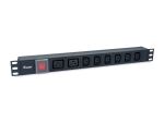 Equip 8-Fach Steckdosenleiste, 6 x IEC-C13 + 2 x IEC-C19, Ein-/Ausschalter, Aluminiumgehäuse