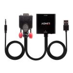 Lindy 38284 Videokabel-Adapter VGA (D-Sub) + 3.5mm HDMI + USB Schwarz
