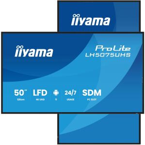 iiyama LH5075UHS-B2AG Signage-Display Digital Signage Flachbildschirm 125,7 cm (49.5") LCD WLAN 500 cd/m² 4K Ultra HD Schwarz Eingebauter Prozessor Android 24/7