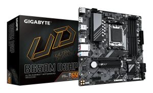GIGABYTE B650M D3HP Mainboard - AMD Ryzen 9000er-Serie, 5+2+2 Phasen VRM, bis zu 7600 MHz DDR5 (OC), 2xPCIe 4.0 M.2, 2,5 GbE LAN, USB 3.2 Gen 1