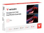 Verbatim Portable 15.6" FHD Dual Monitor Essentials Tragbarer Monitor Schwarz 39,6 cm (15.6") LCD 1920 x 1080 Pixel