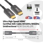 CLUB3D Ultra High Speed HDMI™ Certified AOC Cable 4K120Hz/8K60Hz Unidirectional M/M 15m/49.21ft