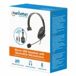 Manhattan 180849 Kopfhörer & Headset Kabelgebunden Kopfband Büro/Callcenter USB Typ-A Schwarz