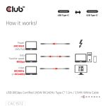 CLUB3D USB 80Gbps Certified 240W 8K240Hz Type-C® 1.2m / 3.94ft White Cable