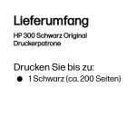 HP 300 Schwarz Original Druckerpatrone